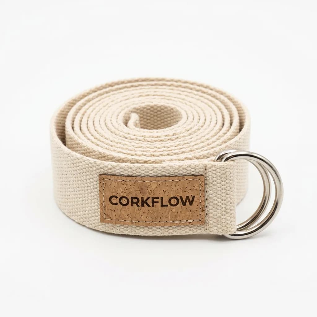 Sangle de yoga en liège naturel Corkflow — coton biologique boucle ajustable